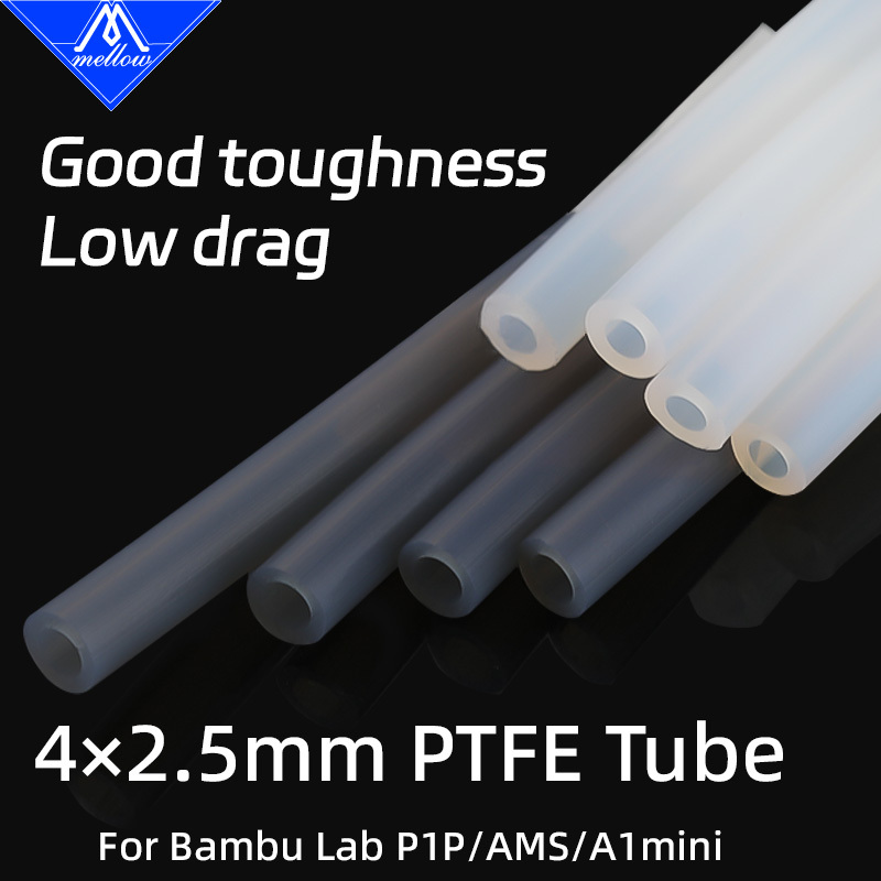 Mellow Japanese Materials PTFE Tube 2.5mm IDx4mm OD Teflonto Pipe 3D Printer For Bambu Lab AMS A1/A1 mini /P1P/P1S/X1C