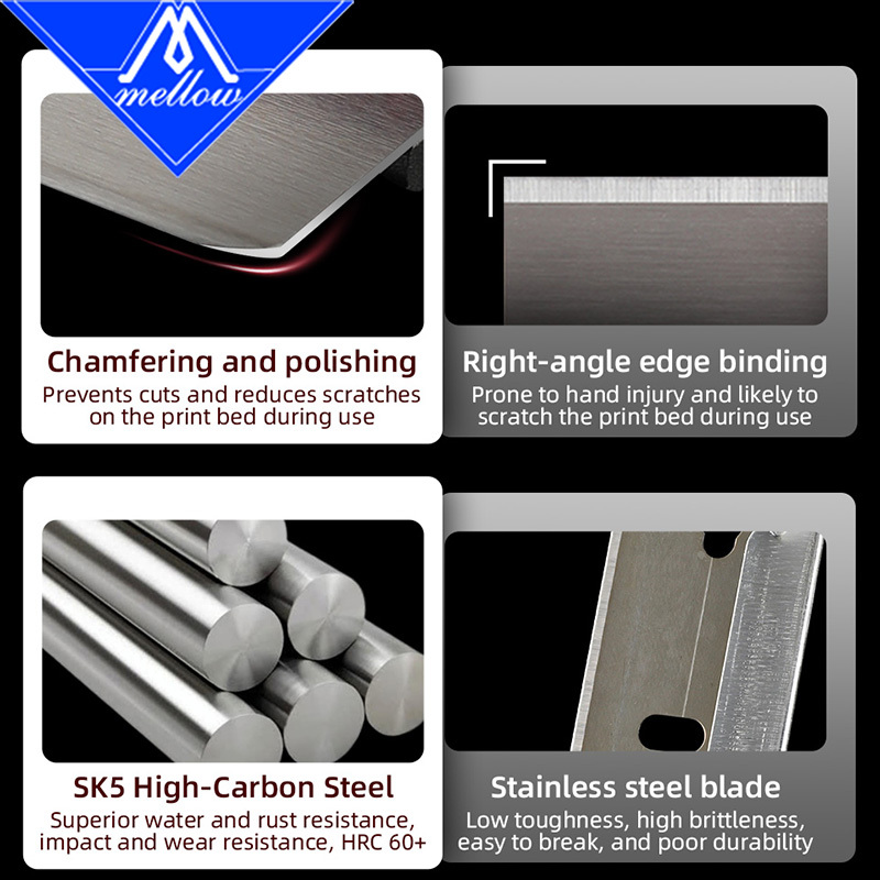 Mellow LadyerBlade 3D Printer Scraper SK5 Blade Print Removal Tool for 3D Printers – Compatible with Bambu Lab, Creality, Voron cleaning tool