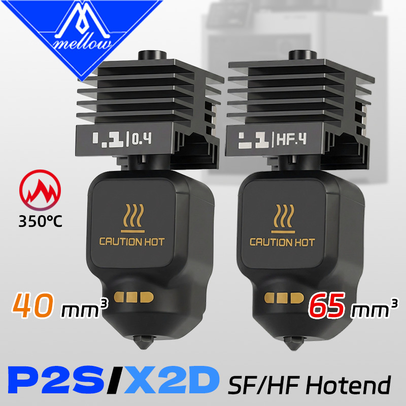 Mellow High-Temp SF/HF P2S/X2D Hotend 0.2/0.4/0.6/0.8mm Hardened Steel Nozzles For Bambu Lab P2S/X2D 3D Printer Parts