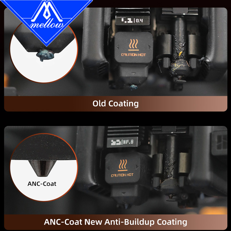 New Mellow SF/HF ANC-Coat Hotend 0.2/0.4/0.6/0.8mm Hardened Steel Nozzles For Bambu Lab H2/P2S/X2D/A1/A1 Mini/A2L