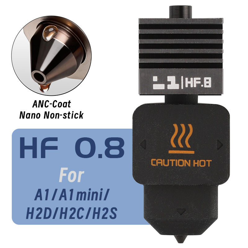 New Mellow SF/HF ANC-Coat Hotend 0.2/0.4/0.6/0.8mm Hardened Steel Nozzle For Bambu Lab H2/P2S/X2D/A1 Series