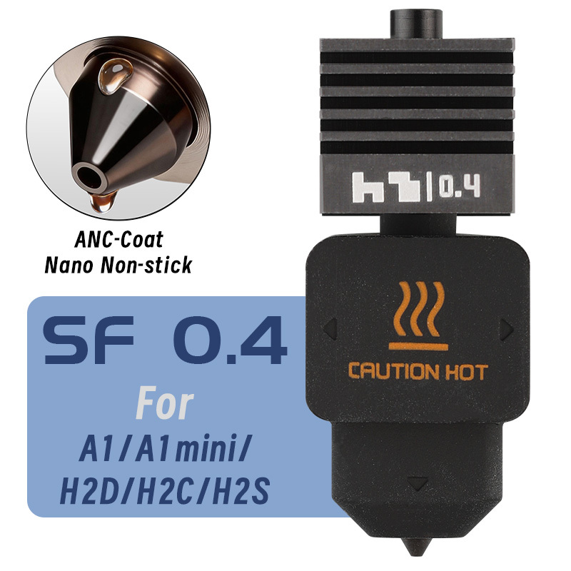 New Mellow SF/HF ANC-Coat Hotend 0.2/0.4/0.6/0.8mm Hardened Steel Nozzle For Bambu Lab H2/P2S/X2D/A1 Series