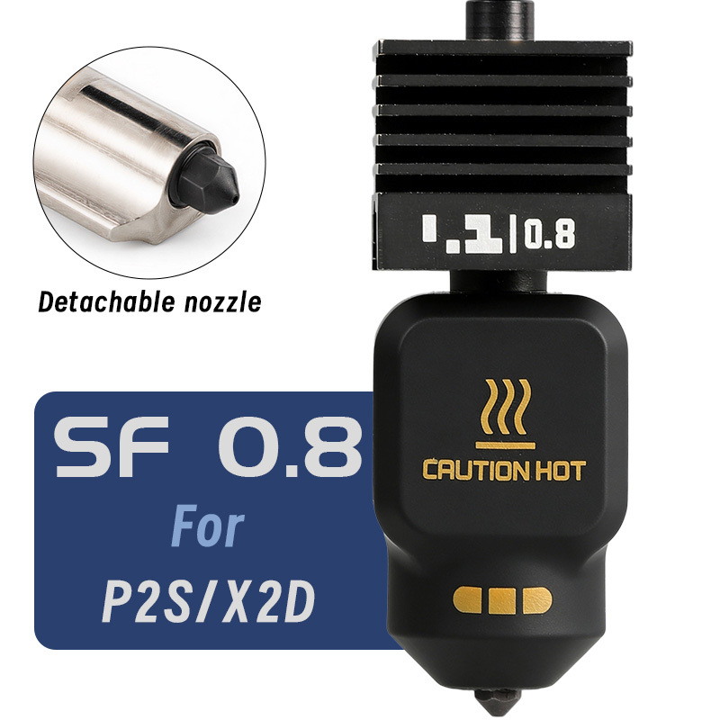 New Mellow SF/HF ANC-Coat Hotend 0.2/0.4/0.6/0.8mm Hardened Steel Nozzles For Bambu Lab H2/P2S/X2D/A1/A1 Mini/A2L