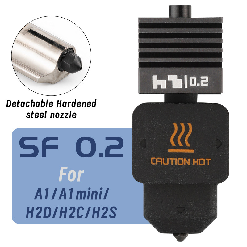 New Mellow SF/HF ANC-Coat Hotend 0.2/0.4/0.6/0.8mm Hardened Steel Nozzles For Bambu Lab H2/P2S/X2D/A1/A1 Mini/A2L