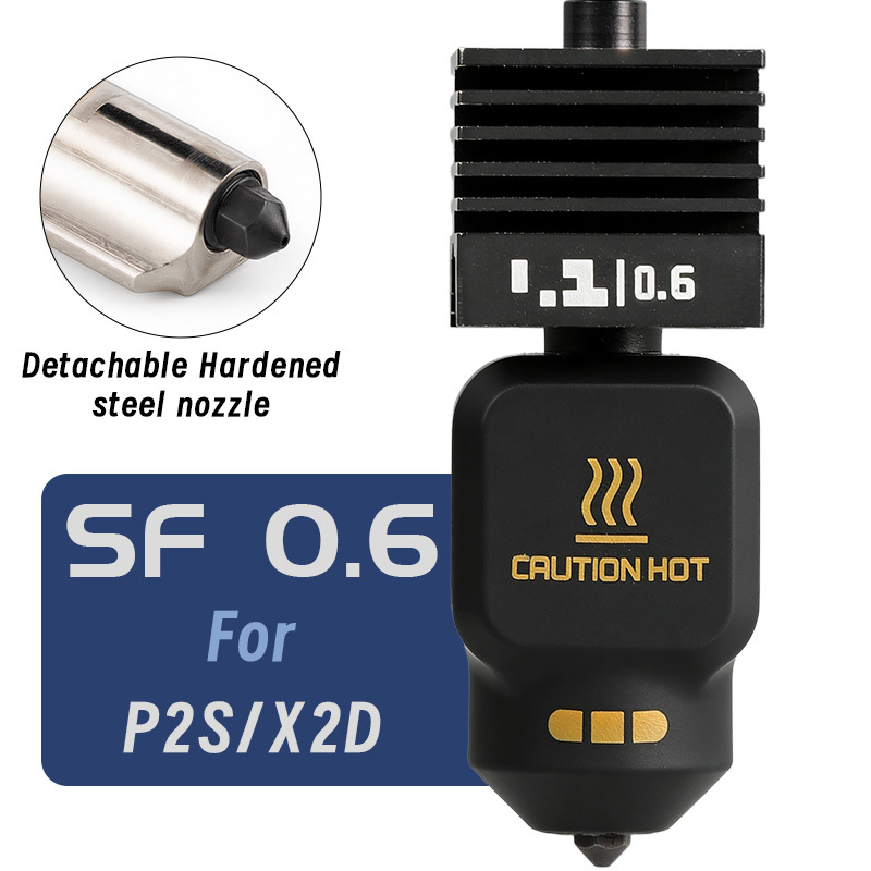New Mellow SF/HF ANC-Coat Hotend 0.2/0.4/0.6/0.8mm Hardened Steel Nozzles For Bambu Lab H2/P2S/X2D/A1/A1 Mini/A2L