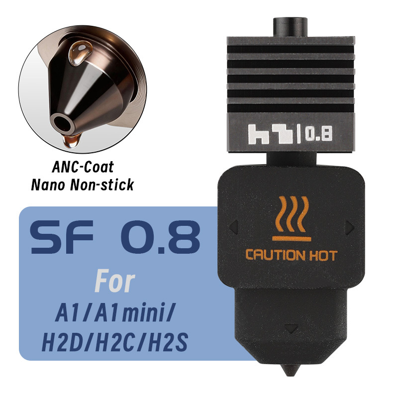 New Mellow SF/HF ANC-Coat Hotend 0.2/0.4/0.6/0.8mm Hardened Steel Nozzles For Bambu Lab H2/P2S/X2D/A1/A1 Mini/A2L