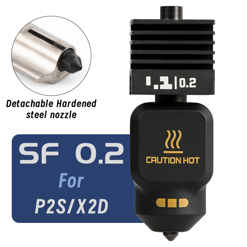New Mellow SF/HF ANC-Coat Hotend 0.2/0.4/0.6/0.8mm Hardened Steel Nozzles For Bambu Lab H2/P2S/X2D/A1/A1 Mini/A2L