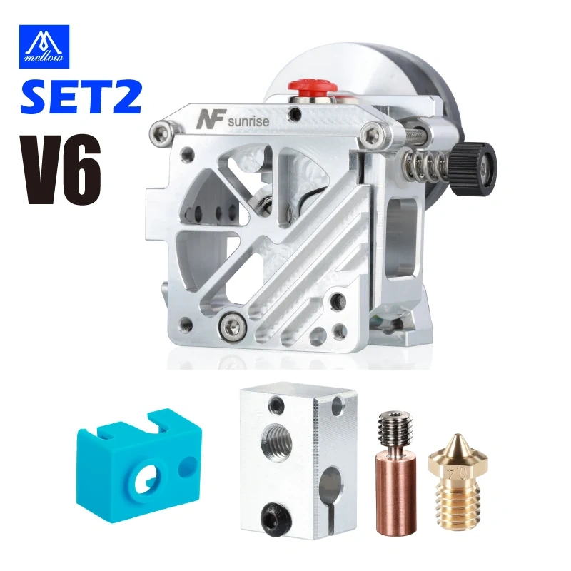 Mellow Lightweight NF-Sunrise V1.2 Dual Drive Extruder, an upgrade accessory for Aquila Ender 3 V2 Voron Blv Prusa 3D printers.