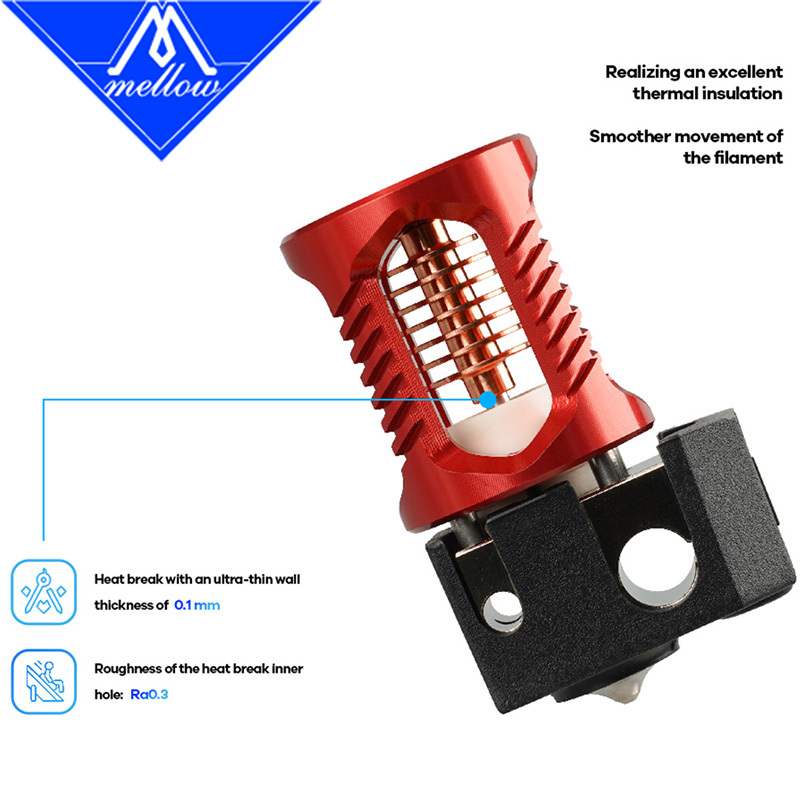Mellow High-Flow All-Metal Hotend for Phaetus x Voron Dragon HF, 0.1mm Heatbreak, Compatible with V6 / Prusa MK3 / Titan BMG, 1.75mm Filament