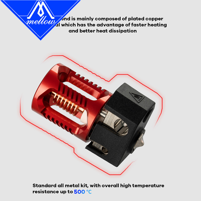 Mellow High-Flow All-Metal Hotend for Phaetus x Voron Dragon HF, 0.1mm Heatbreak, Compatible with V6 / Prusa MK3 / Titan BMG, 1.75mm Filament