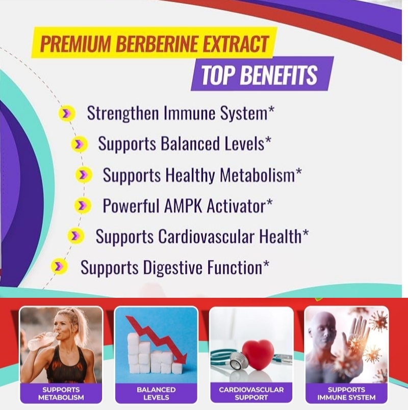 Berberine HCL 98% Supplement  - Tested Ultra High Purity Premium Berberine Extract Powder To Support Overall Health, Supports Heart Health, Immune System, Healthy GI, Healthy Cholesterol,Coptis Chinensis