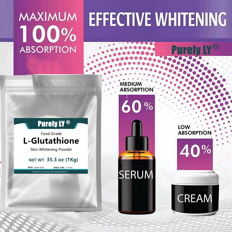 Food grade 100% L-glutathione Reduced Powder, GSH supplement for Skin whitening, Detoxification Support, Free Radical Neutralizer,Support healthy immune system function