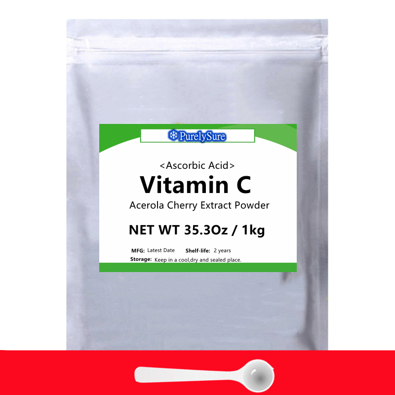 50g-1000g 100% VC Vitamin C Powder,Food Grade Ascorbic Acid  Acerola Cherry Extract,Anti Wrinkle  Anti-aging,Factory Direct Sale