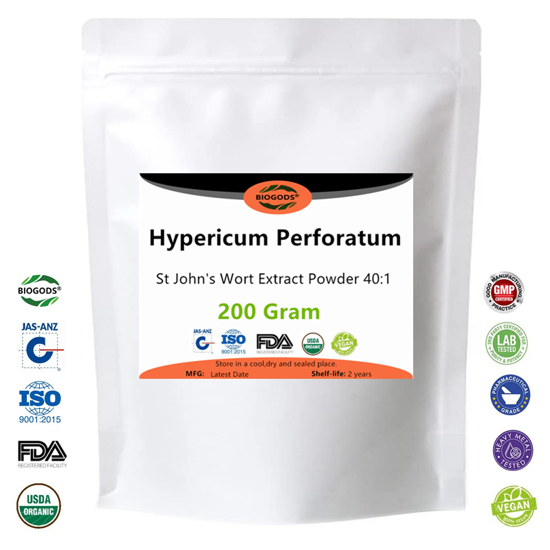 100% Hypericum Perforatum Extract Powder 40:1, St John's wort,Anti-depressive,Relax Tension & Anxiety,Lift The Spirits,Better Sleep