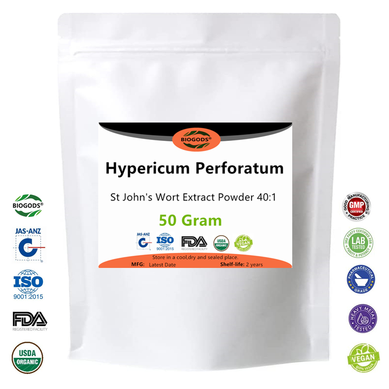 100% Hypericum Perforatum Extract Powder 40:1, St John's wort,Anti-depressive,Relax Tension & Anxiety,Lift The Spirits,Better Sleep