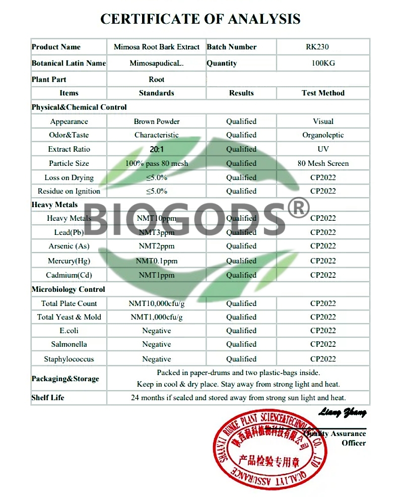 100% Natural Mimosa Hostilis Extract Powder 20:1 - Factory Supply High Quality Organic Plant Extract Mimosa Root Bark Powder Mimosa Extract Powder