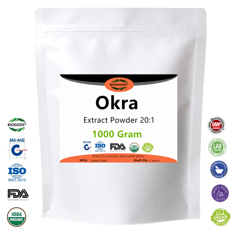 100% Natural Okra Extract Powder 20:1,Natural Aphrodisiac Supplement,Heart Health, Antioxidant, Gut & Digestion, Bowel Regularity,overall wellness, and immune system and responses