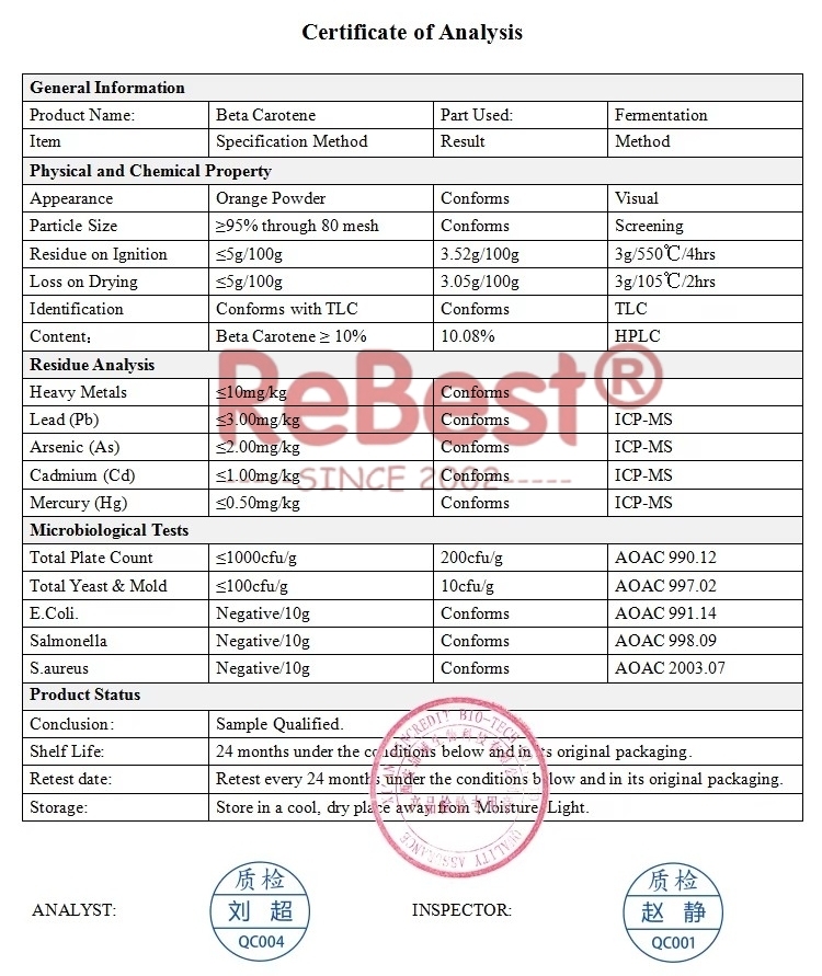 Natrual Food Grade 10% Beta Carotene Powder，Eye and SKin Health Support, Antioxidant properties, Immune System Support