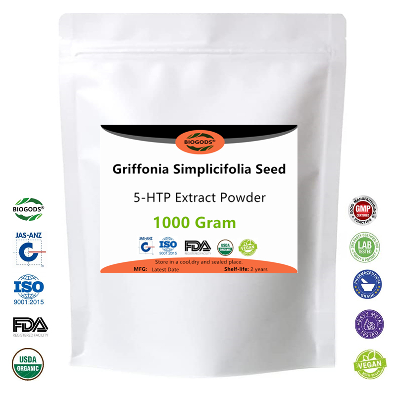 Natural Griffonia Simplicifolia Seed Extract 5-HTP Powder 10:1,Relieve depression and anxiety improve sleep quality and duration enhance cognitive function, including memory and focus.