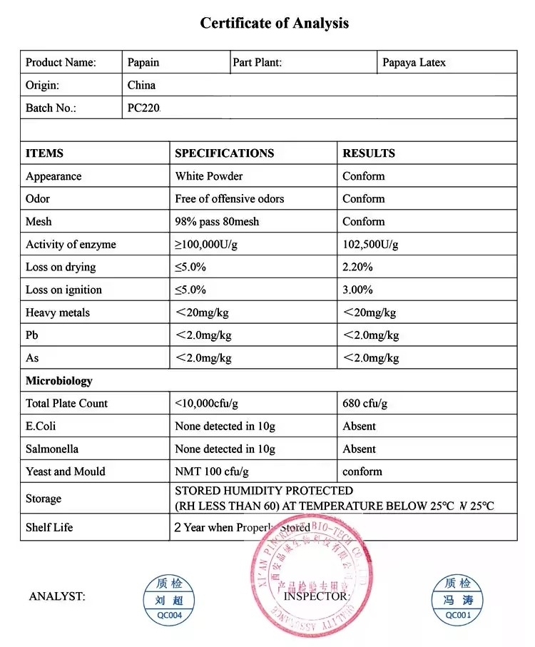 100% Papain Powder,100,000 U/G Food Grade,100% Natural Papaya Extract Papain Enzyme Powder