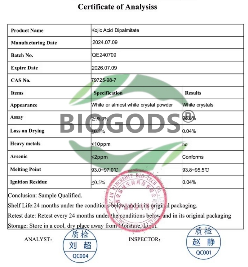 100% Kojic Acid Dipalmitate Powder for Whitening Skin,Sunscreen and Freckle Removing