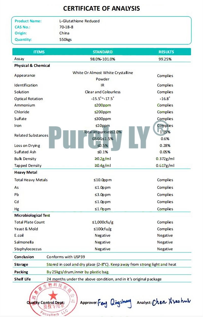 Food grade 100% L-glutathione Reduced Powder, GSH supplement for Skin whitening, Detoxification Support, Free Radical Neutralizer,Support healthy immune system function