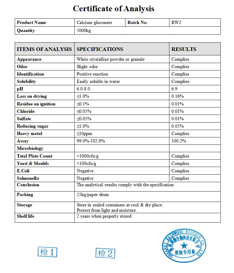 100%  Purity Calcium Gluconate Powder, CAS 299-28-5, Food Grade Calcium Fortifier Supplement Ingredient Easily Absorbed Calcium Source for Daily Use