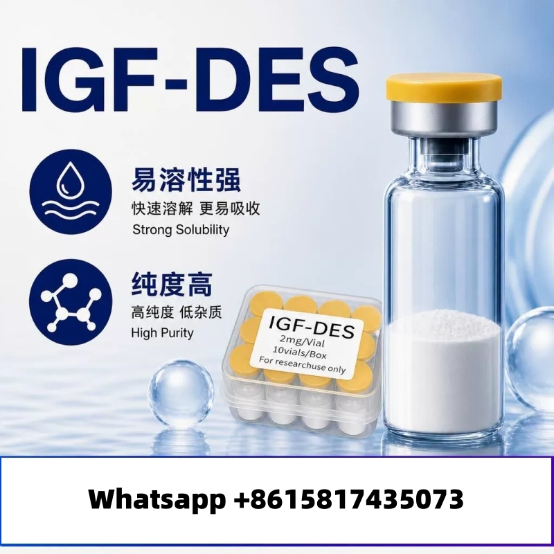 IGF-DES lyophilized powder 2mg*10 bottle/box IGF-DES freeze-dried powder, a high-purity skincare ingredient, nourishes and cares for the skin. Supplied by the beauty and skin care ingredient manufacturer