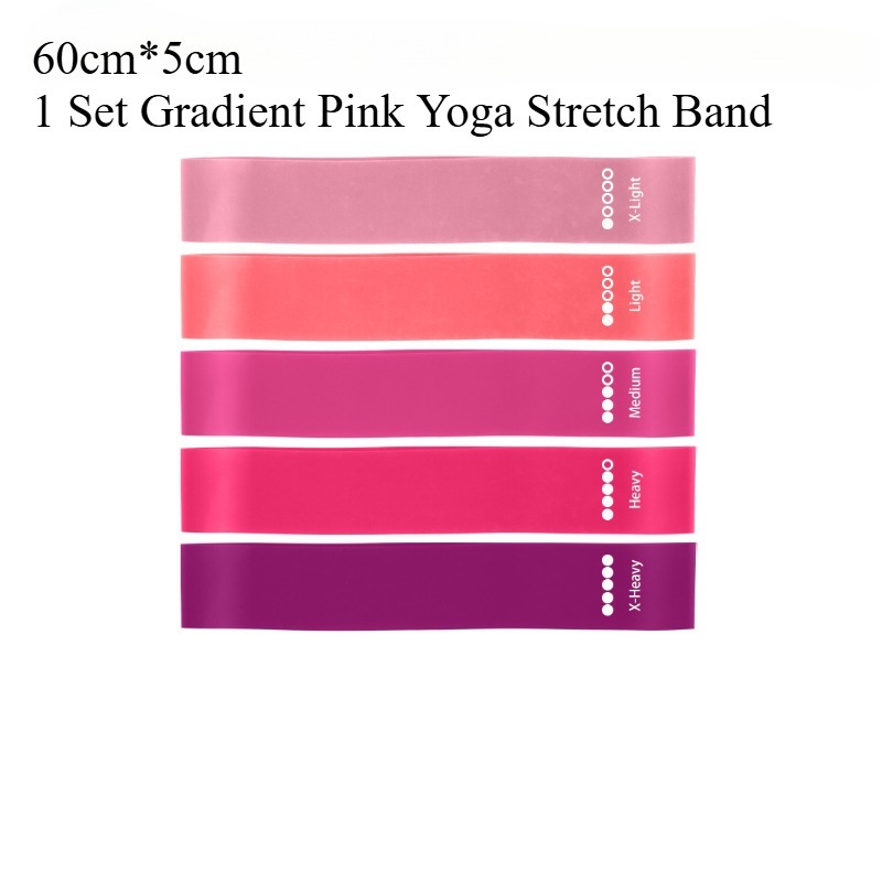 1 Set Gradient Pink Yoga Stretch Band Fitness Band Mini Circle Stretch Band Elastic Belt