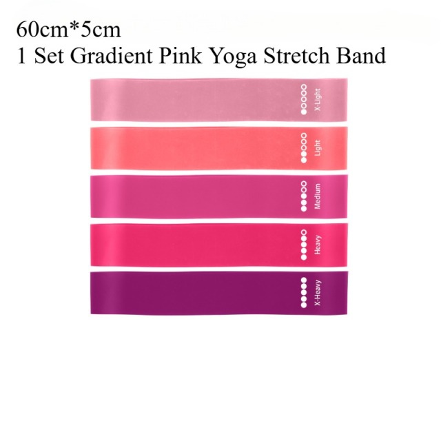 1 Set Gradient Pink Yoga Stretch Band Fitness Band Mini Circle Stretch Band Elastic Belt