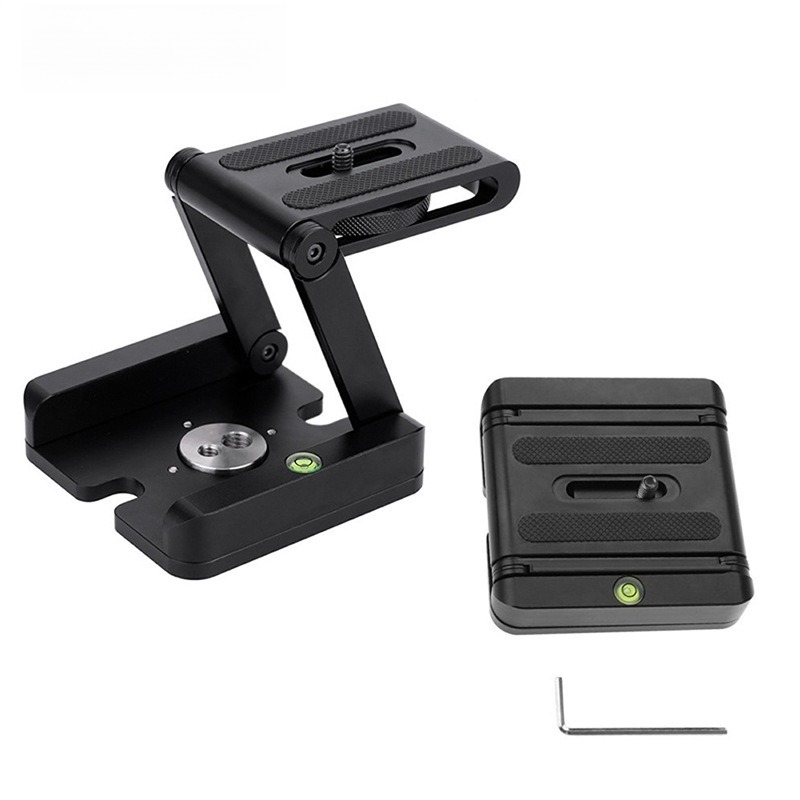 Metal Z-Folding Head gopro folding head Z-folding quick release plate tripod head for easy adjustment of camera angle Rail Slide Heads