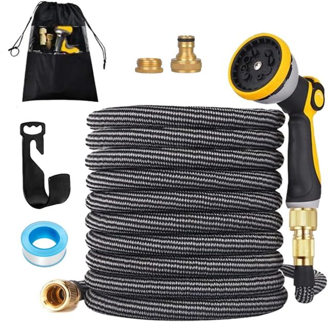 Expandable Garden Hose - Flexible, Leakproof, Lightweight with Spray Nozzle