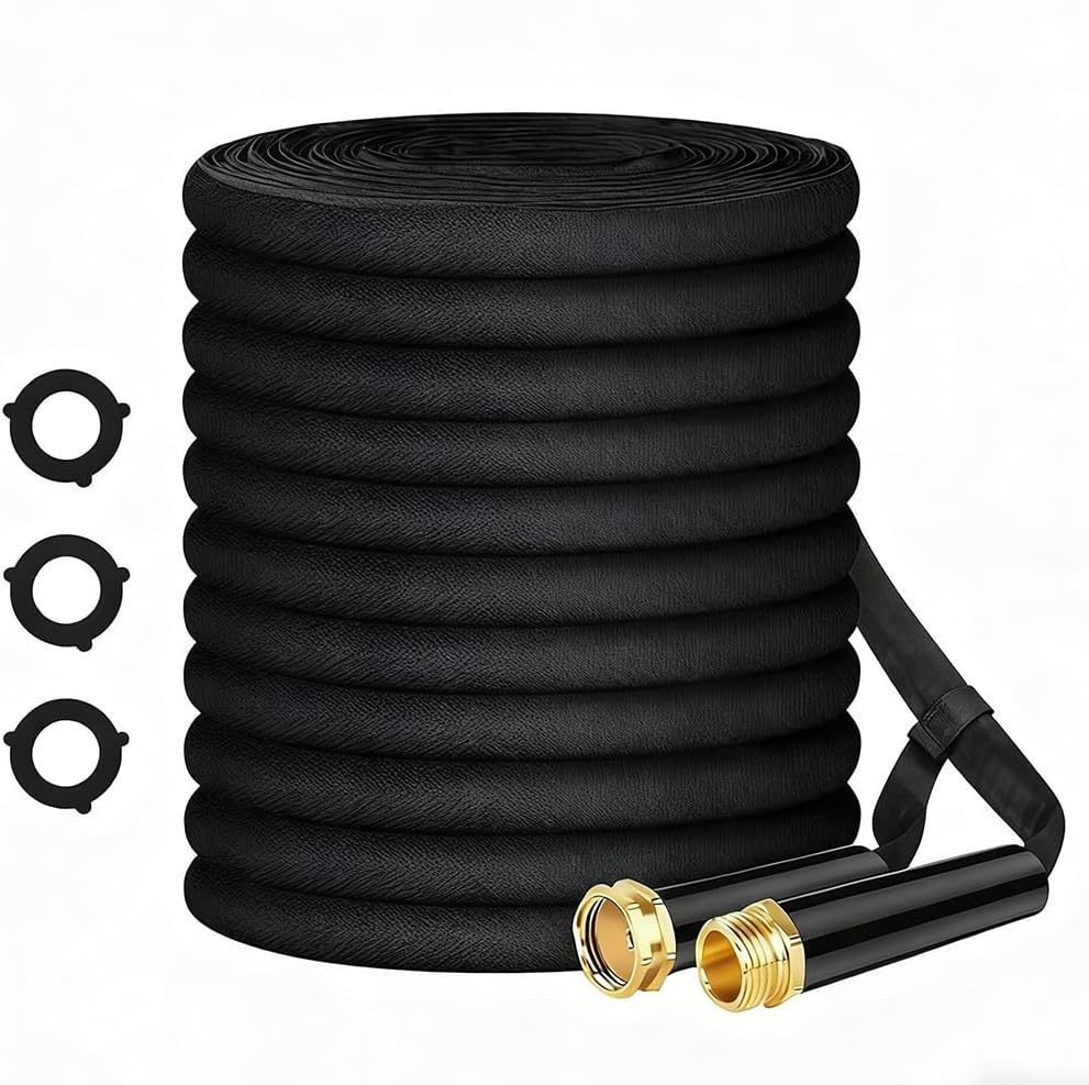 50FT/100FT Professional Garden Hose with 3 Reinforced washers, Universal Tap Connector - Leakproof Water Hose for All Seasons, Fits Any Faucet, Extra Durable Design