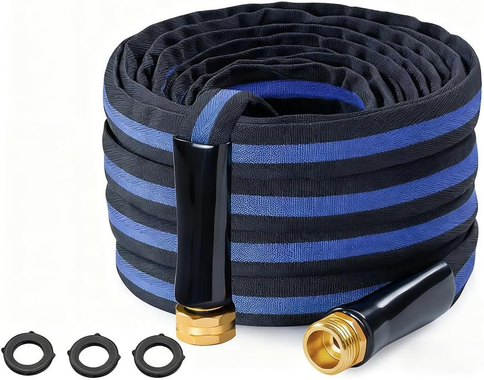 50FT/100FT Professional Garden Hose with 3 Reinforced washers, Universal Tap Connector - Leakproof Water Hose for All Seasons, Fits Any Faucet, Extra Durable Design