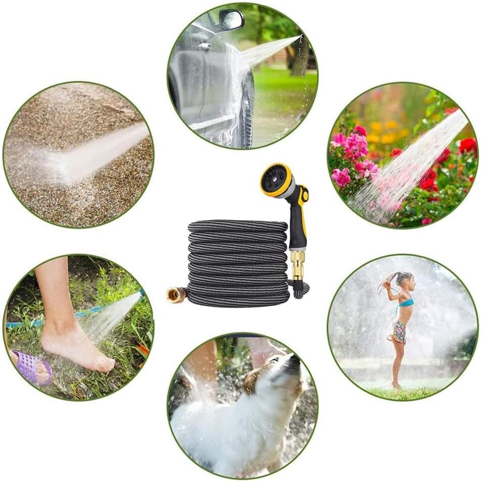 Expandable Garden Hose - Flexible, Leakproof, Lightweight with Spray Nozzle