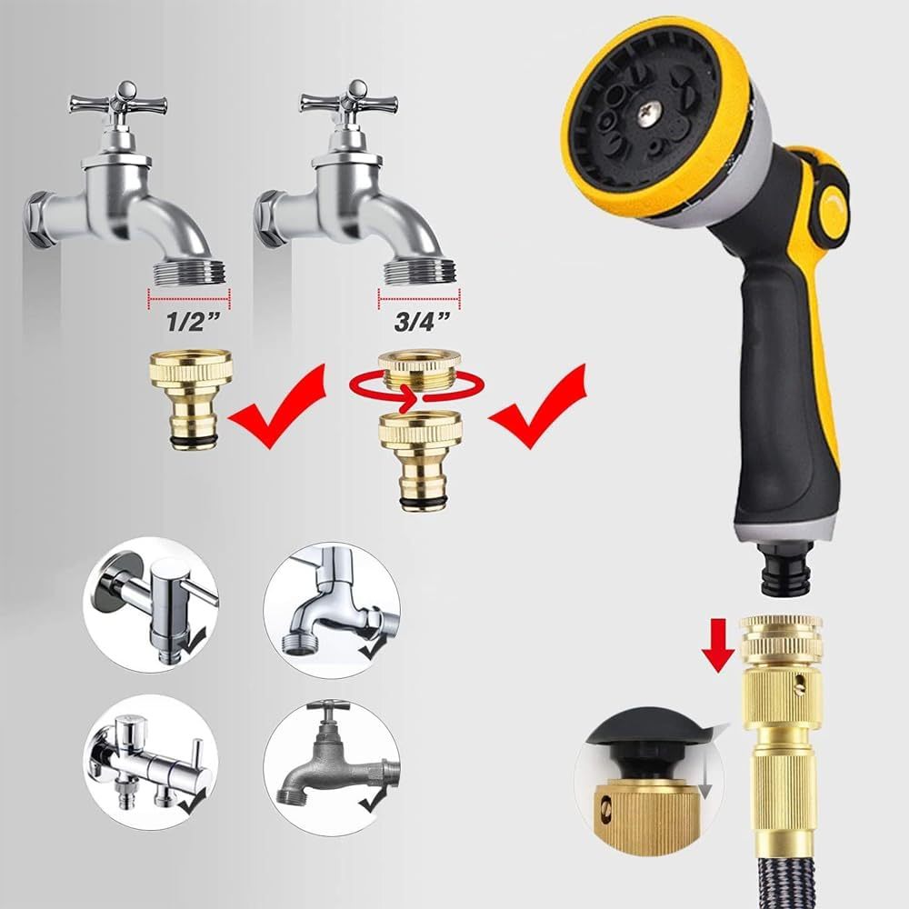 Expandable Garden Hose - Flexible, Leakproof, Lightweight with Spray Nozzle
