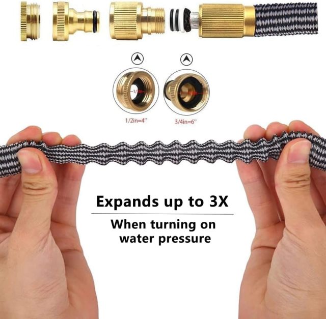 Expandable Garden Hose - Flexible, Leakproof, Lightweight with Spray Nozzle