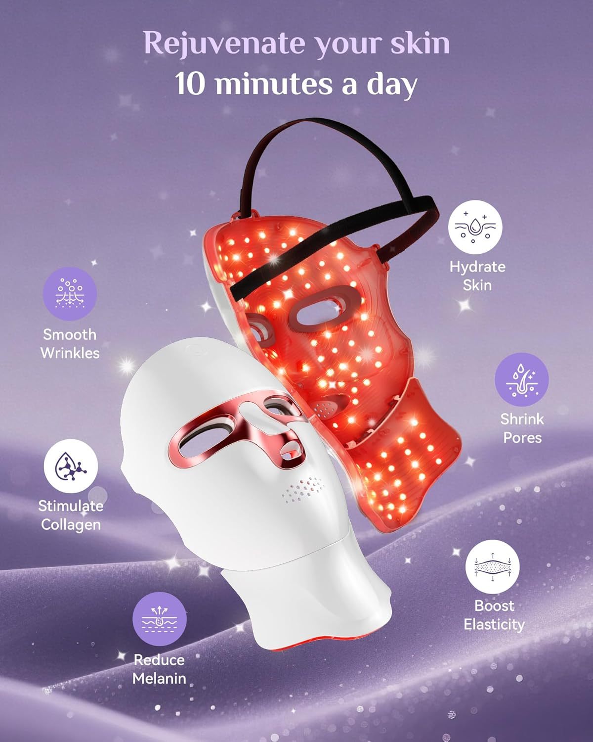 Cordless LED Face Mask Light Therapy Device - Rechargeable Dropshipping Item