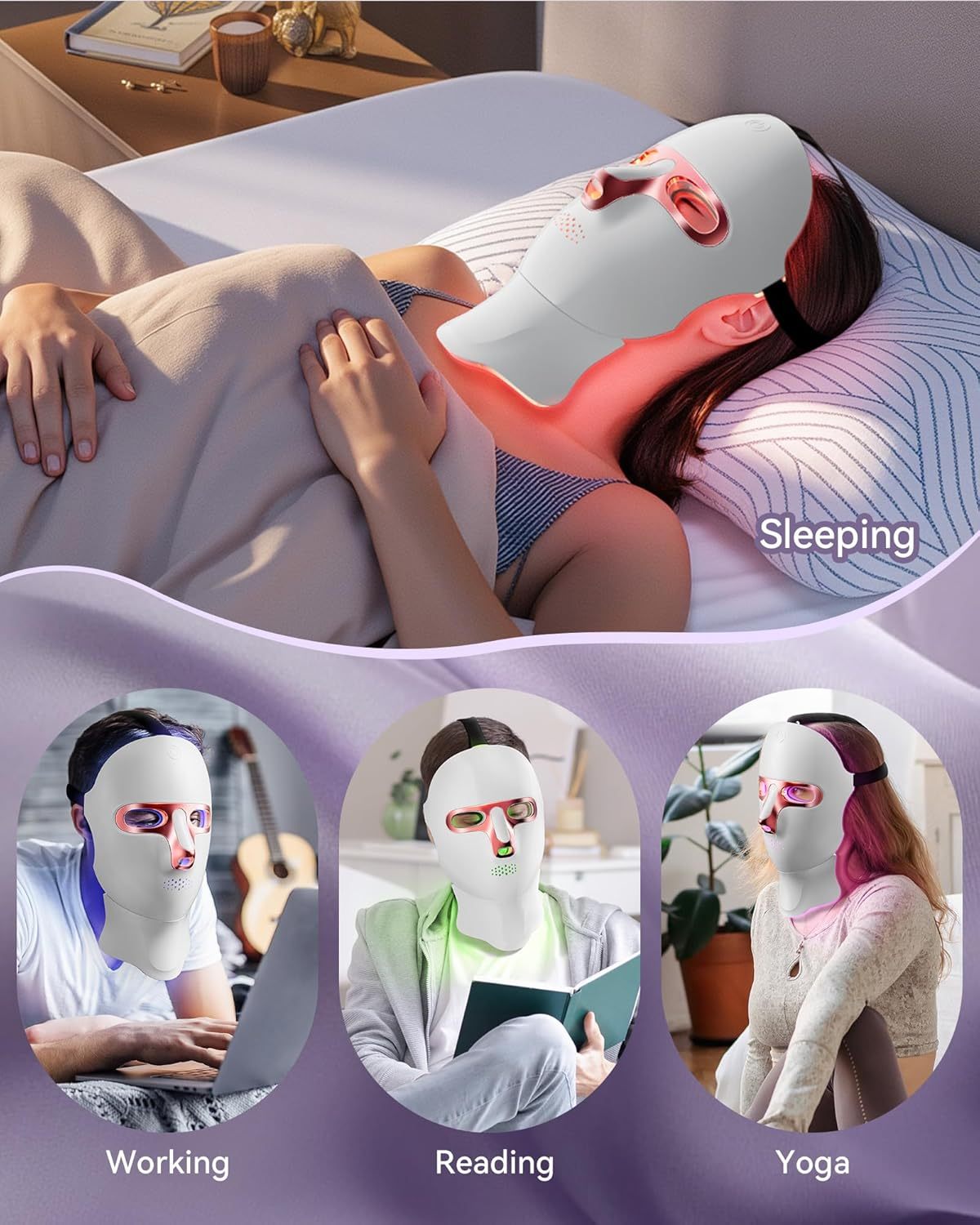 Cordless LED Face Mask Light Therapy Device - Rechargeable Dropshipping Item