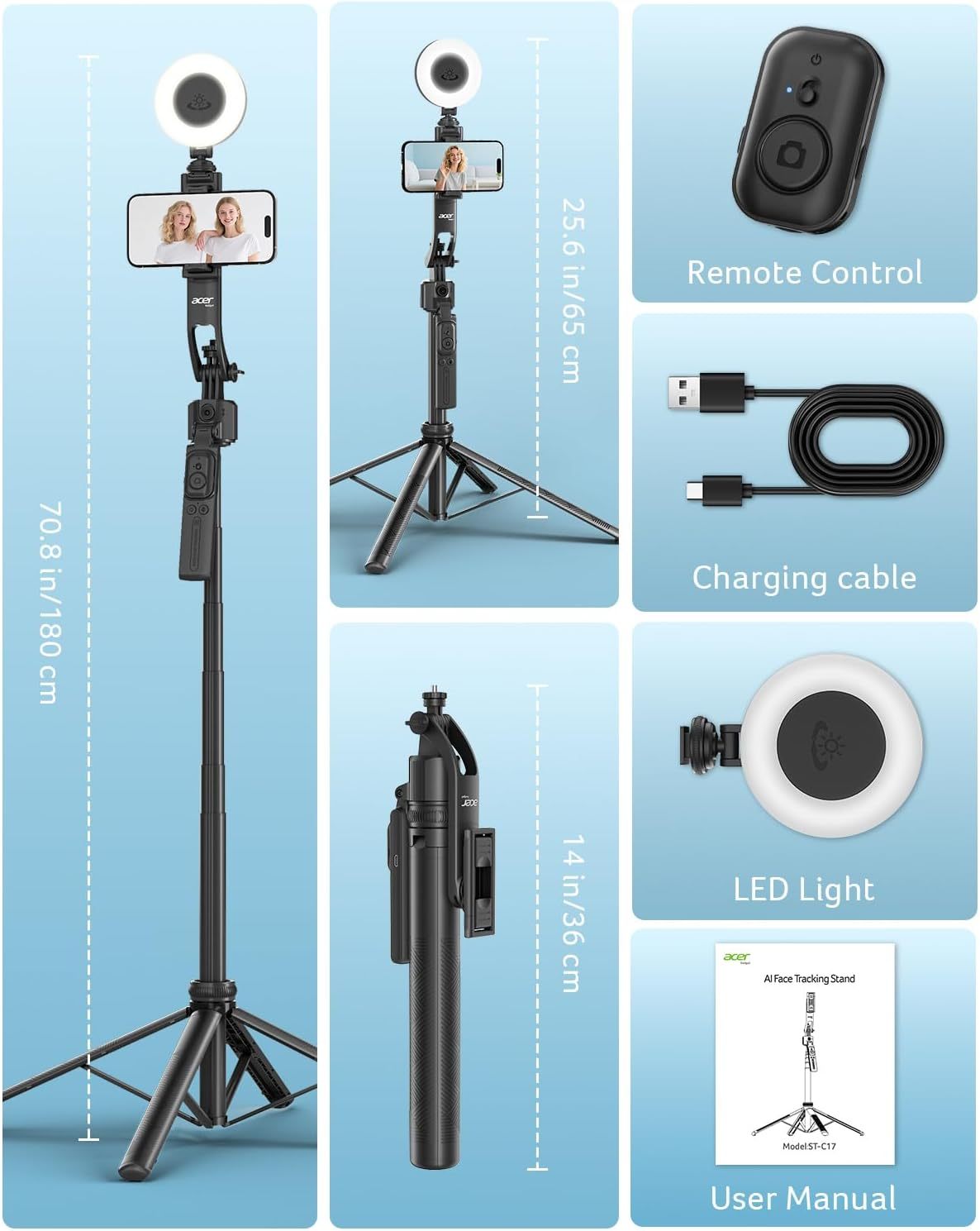 Zandropshipping Tripod with Light & Remote