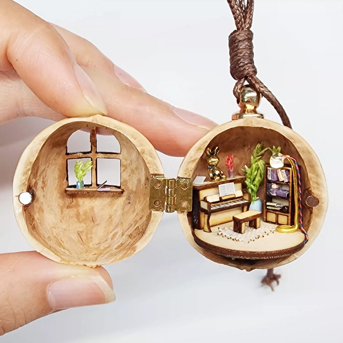Light-Up Walnut House Pendant