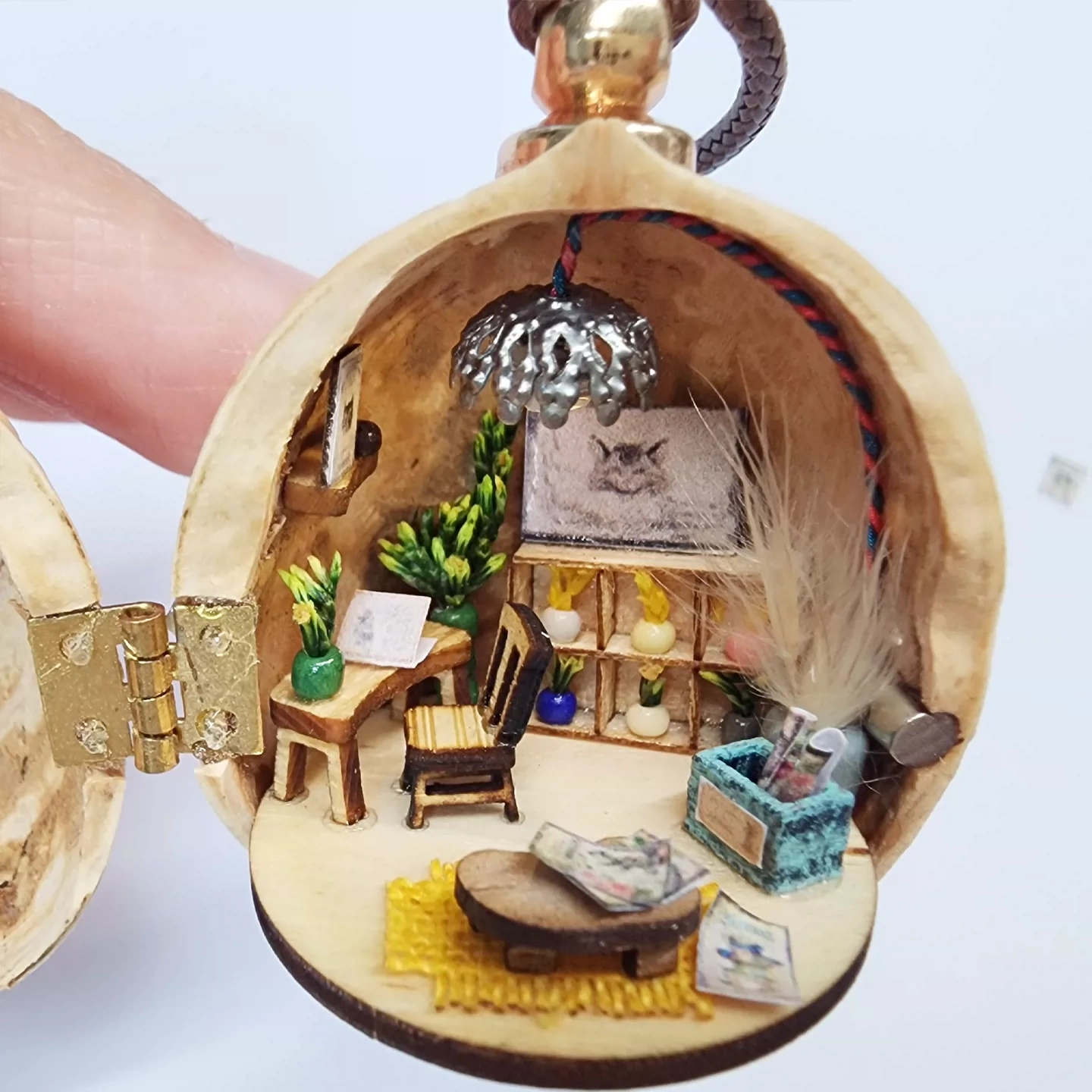 Light-Up Walnut House Pendant