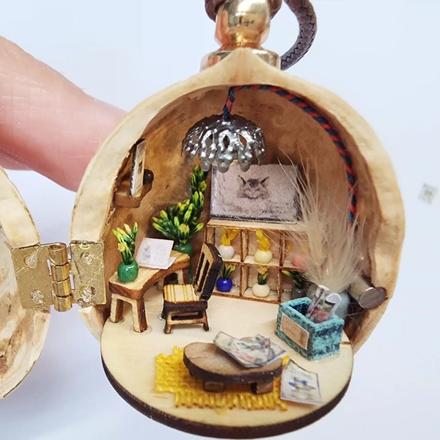 Light-Up Walnut House Pendant