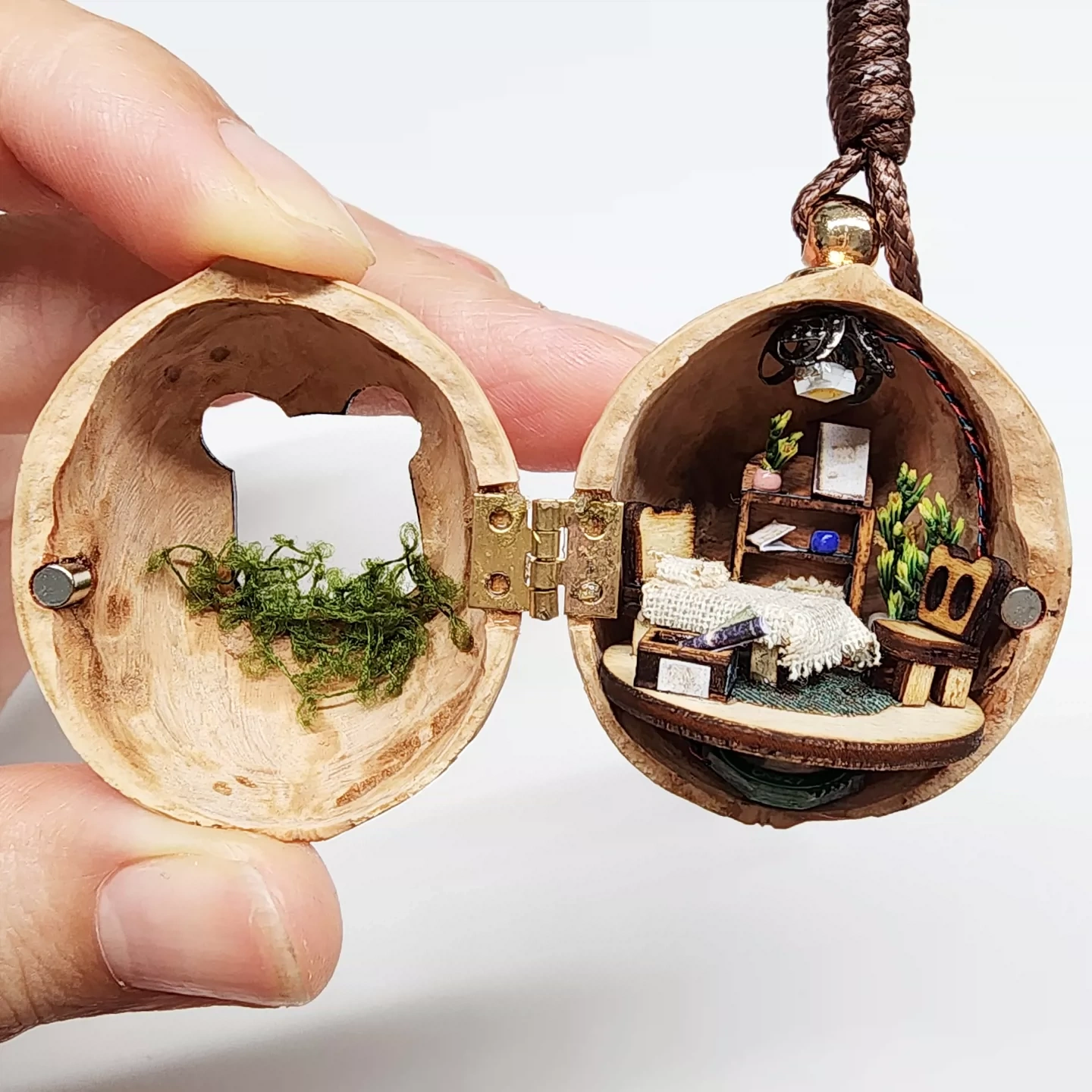 Light-Up Walnut House Pendant