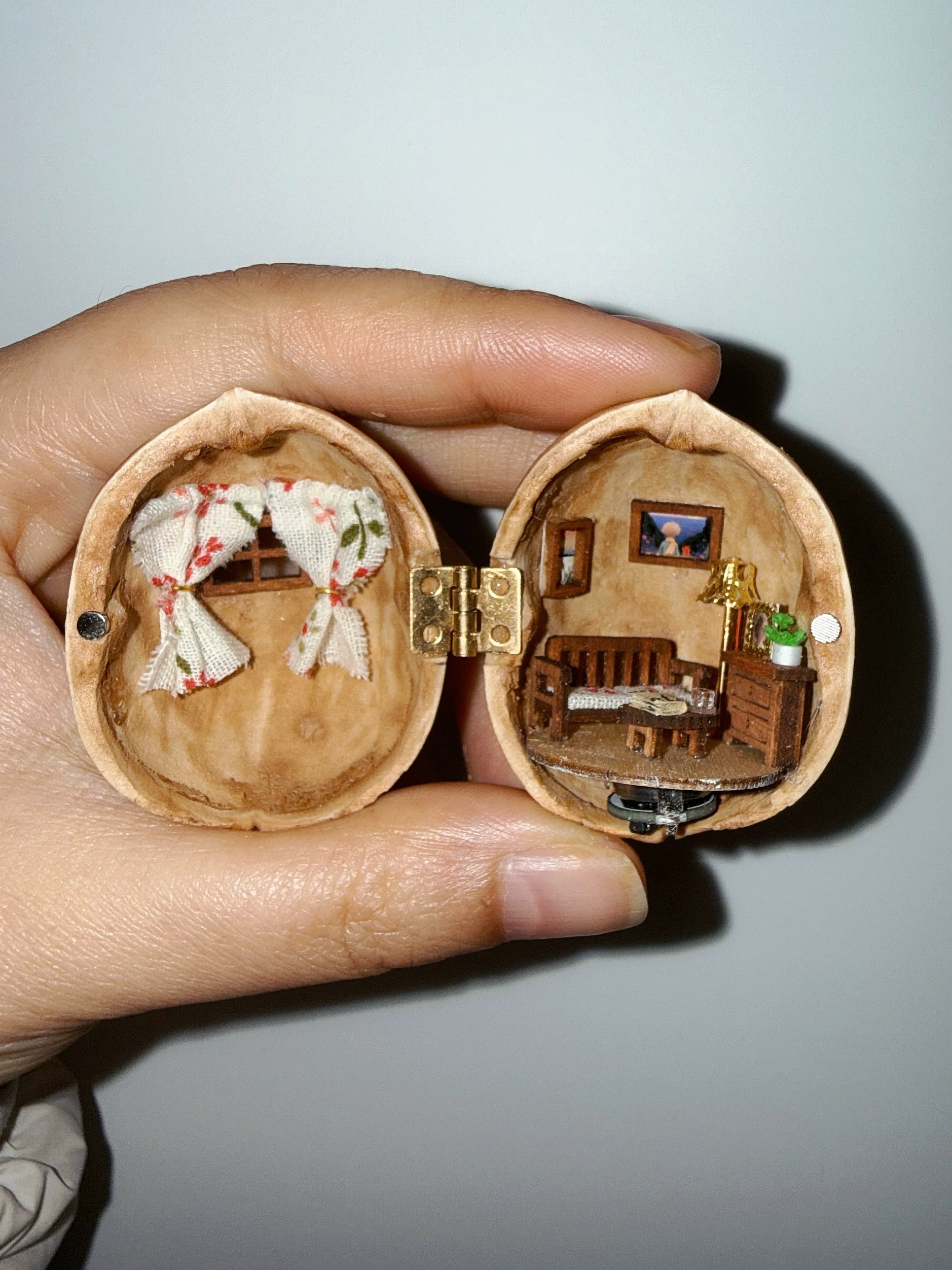 Handmade Walnut Shell Miniature House