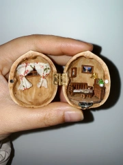 Handmade Walnut Shell Miniature House