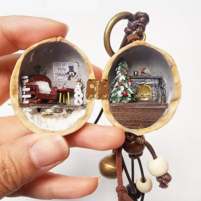 Walnut Shell Christmas Keychain