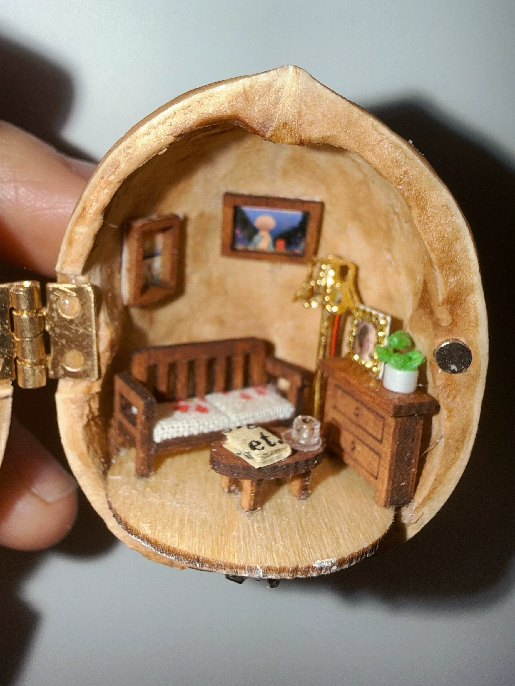 Handmade Walnut Shell Miniature House