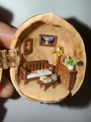 Handmade Walnut Shell Miniature House
