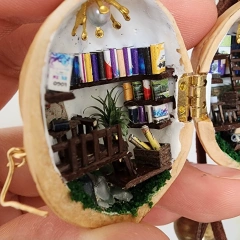 Walnut Shell Library Miniature Keychain